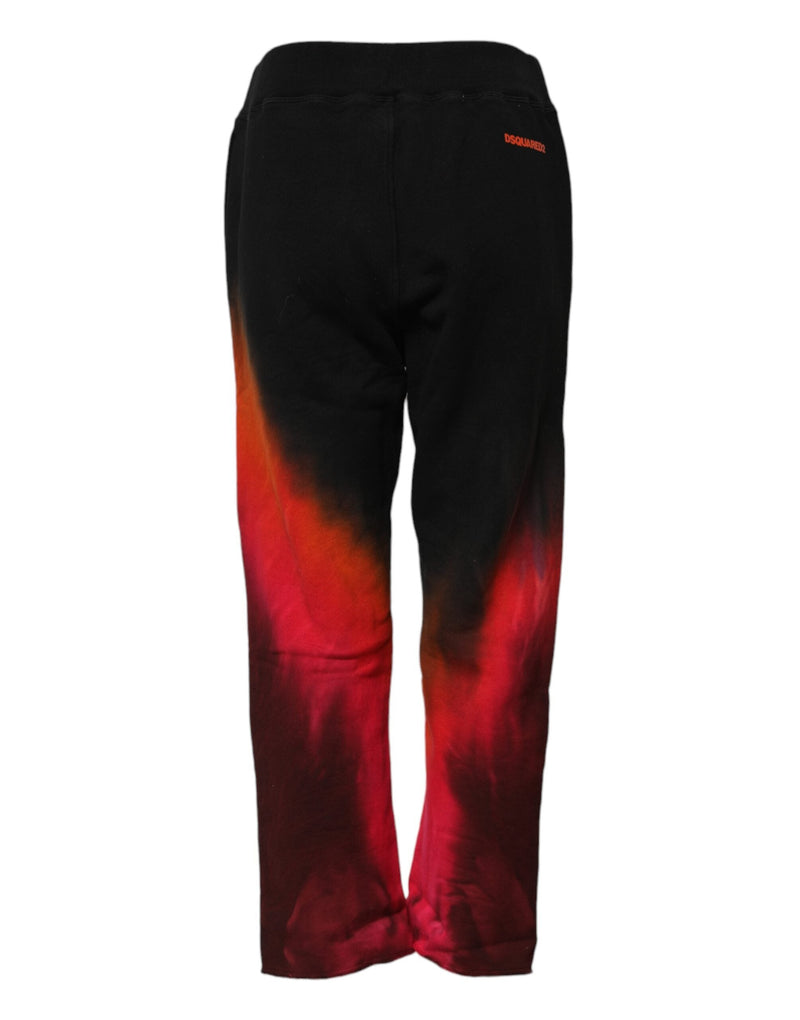 Black Red Cotton Straight Fit Jogger Pants Dsquared²