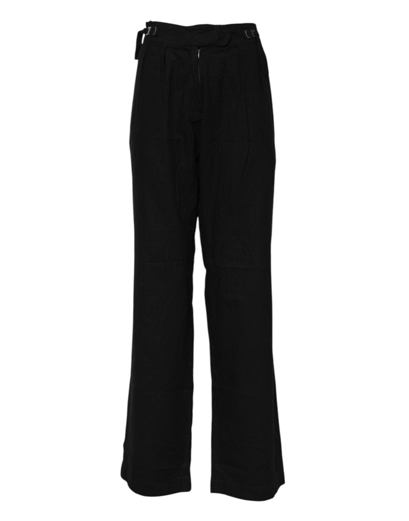 Black Straight Fit High Waist Pants Ermanno Scervino