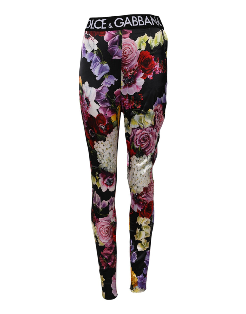 Multicolor Floral Legging Stretch Waist Pants Dolce & Gabbana