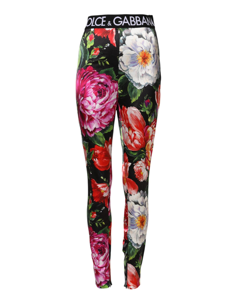 Multicolor Floral Legging Stretch Waist Pants Dolce & Gabbana