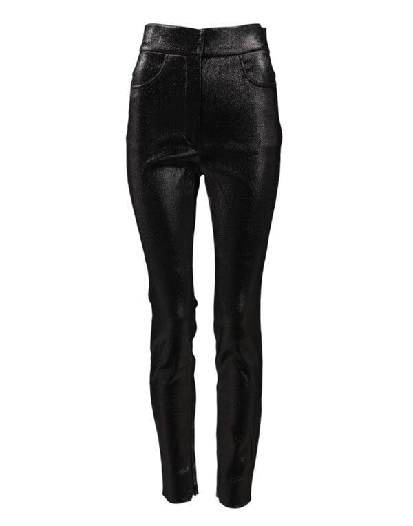 Black Cotton Stretch Silver Lurex Thread Pants Dolce & Gabbana