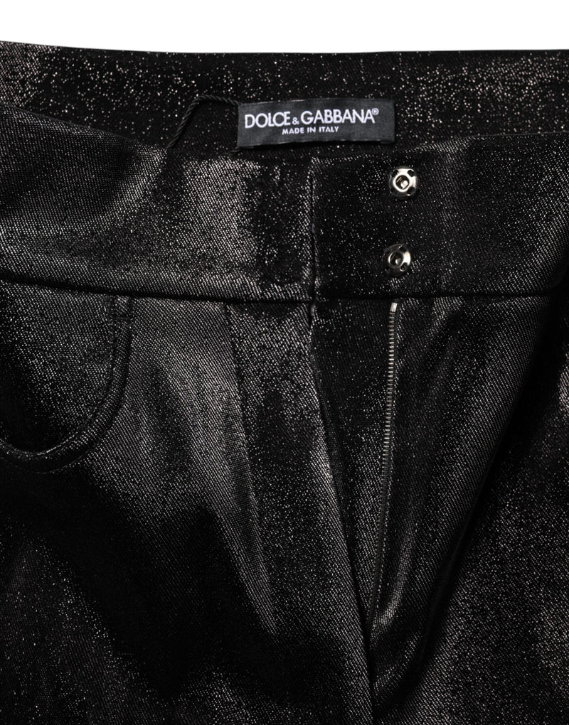 Black Cotton Stretch Silver Lurex Thread Pants Dolce & Gabbana