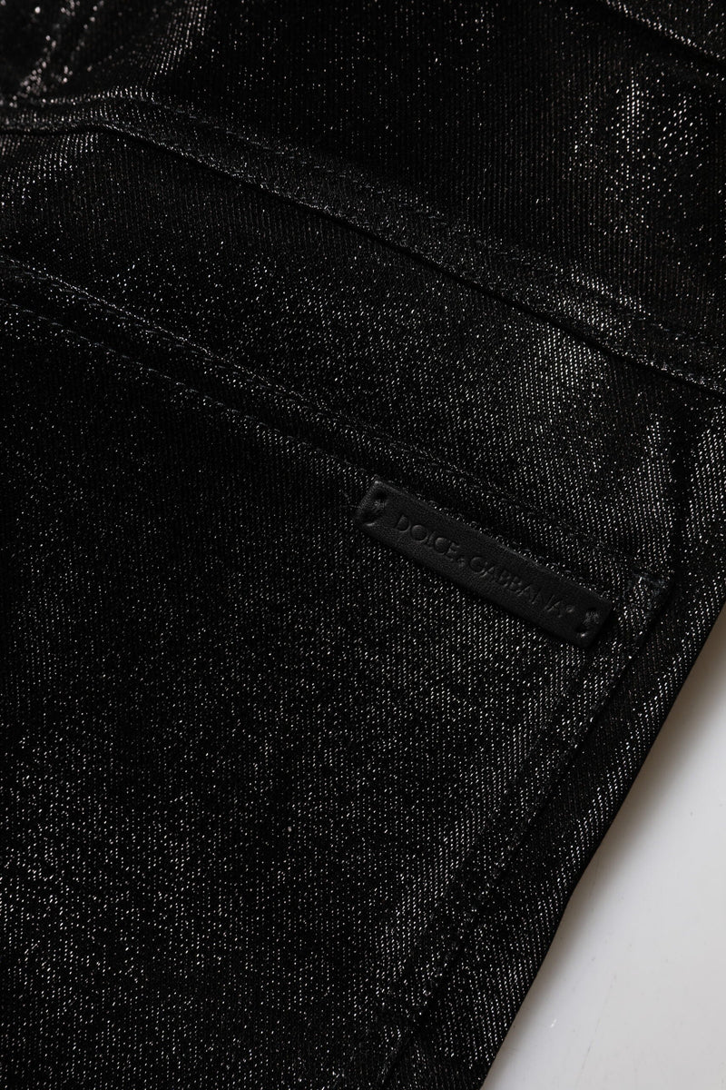 Black Cotton Stretch Silver Lurex Thread Pants Dolce & Gabbana
