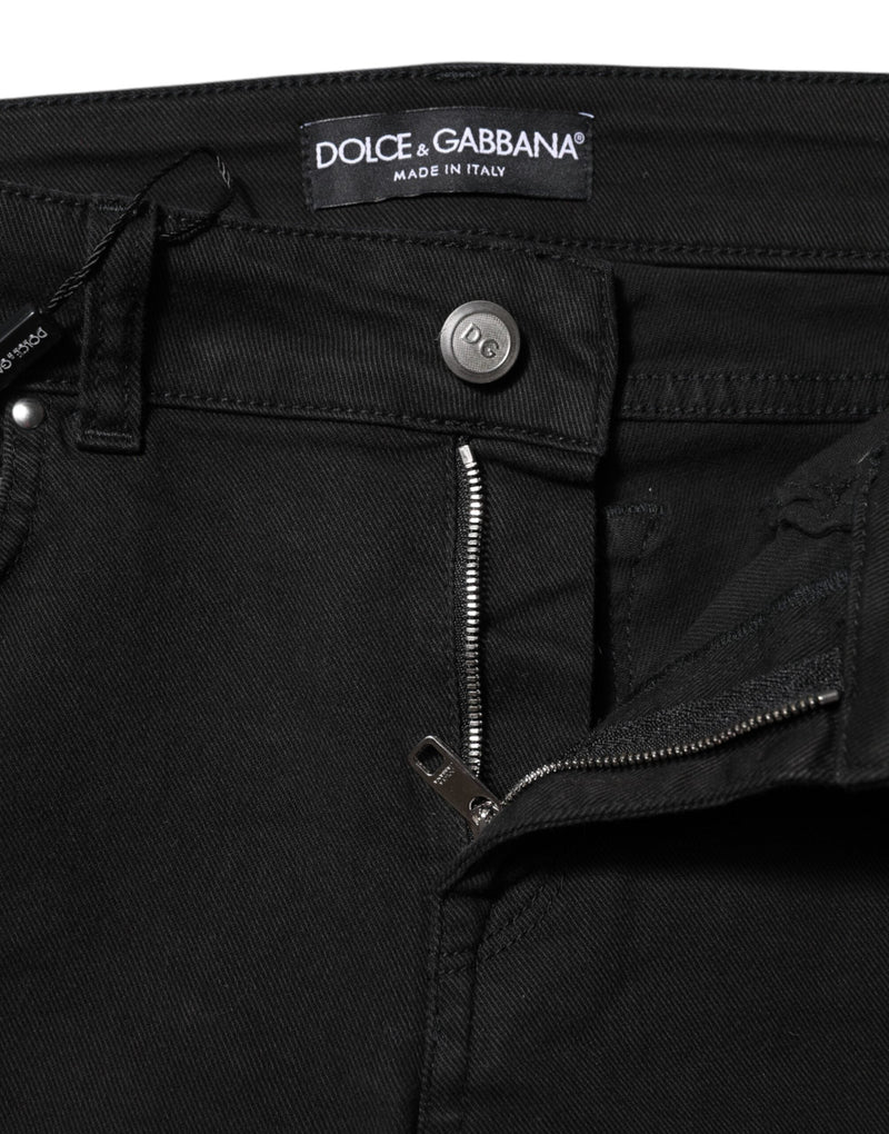 Black Cotton Skinny Mid Waist Denim Jeans Dolce & Gabbana
