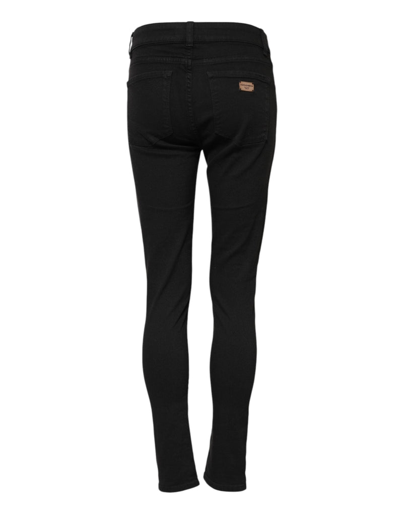 Black Cotton Skinny Mid Waist Denim Jeans Dolce & Gabbana