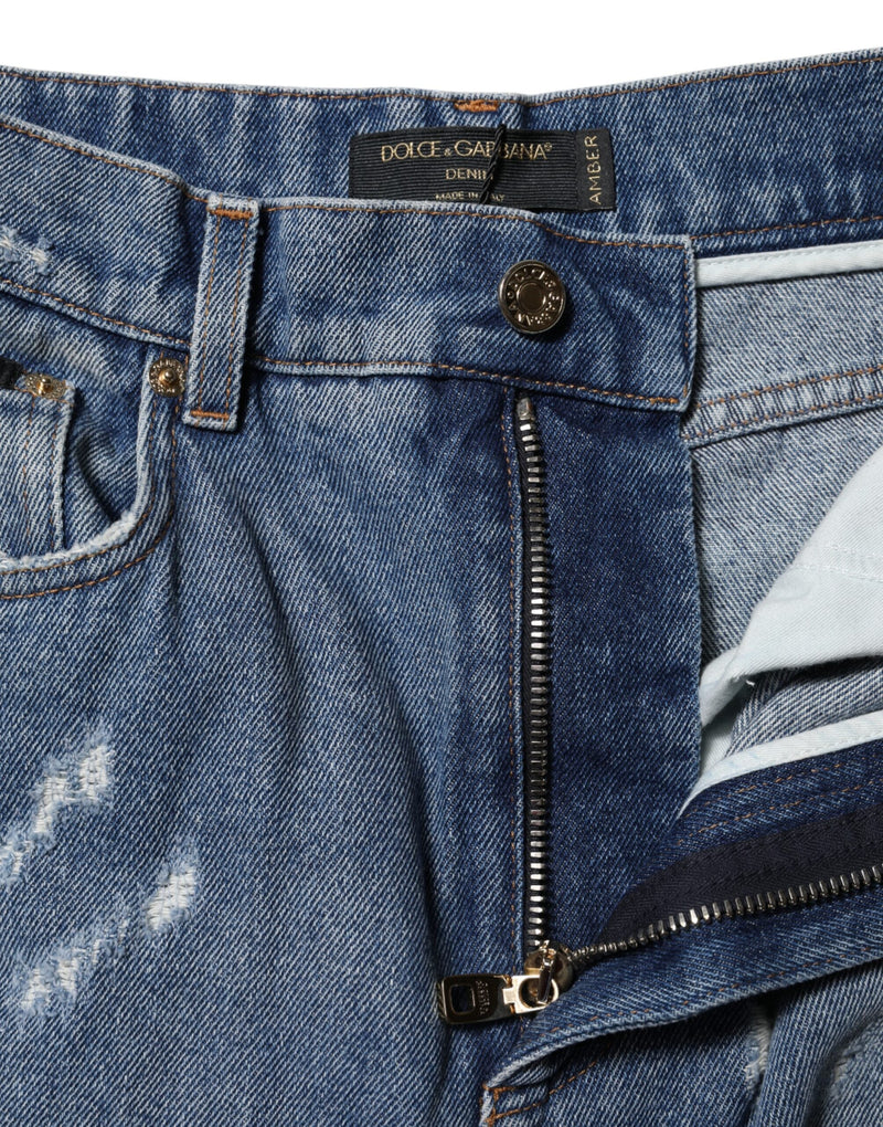 Blue Tattered High Waist Women Denim Jeans Dolce & Gabbana