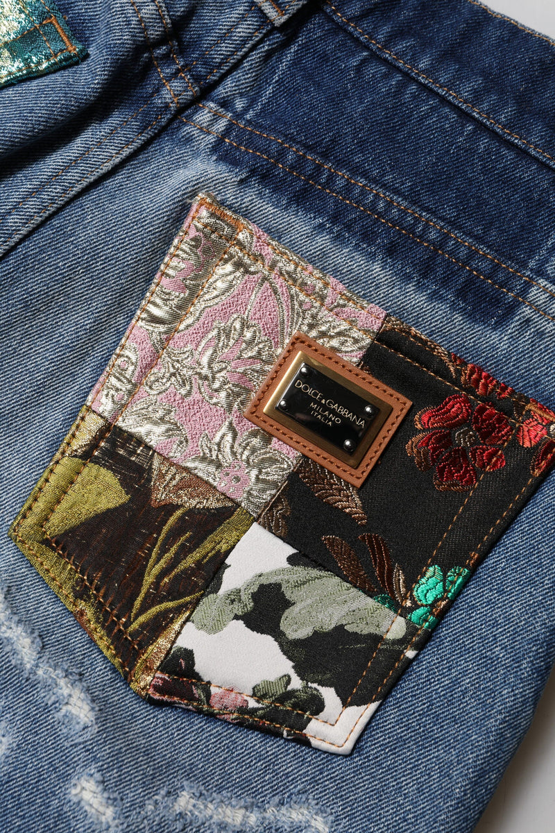 Blue Tattered High Waist Women Denim Jeans Dolce & Gabbana