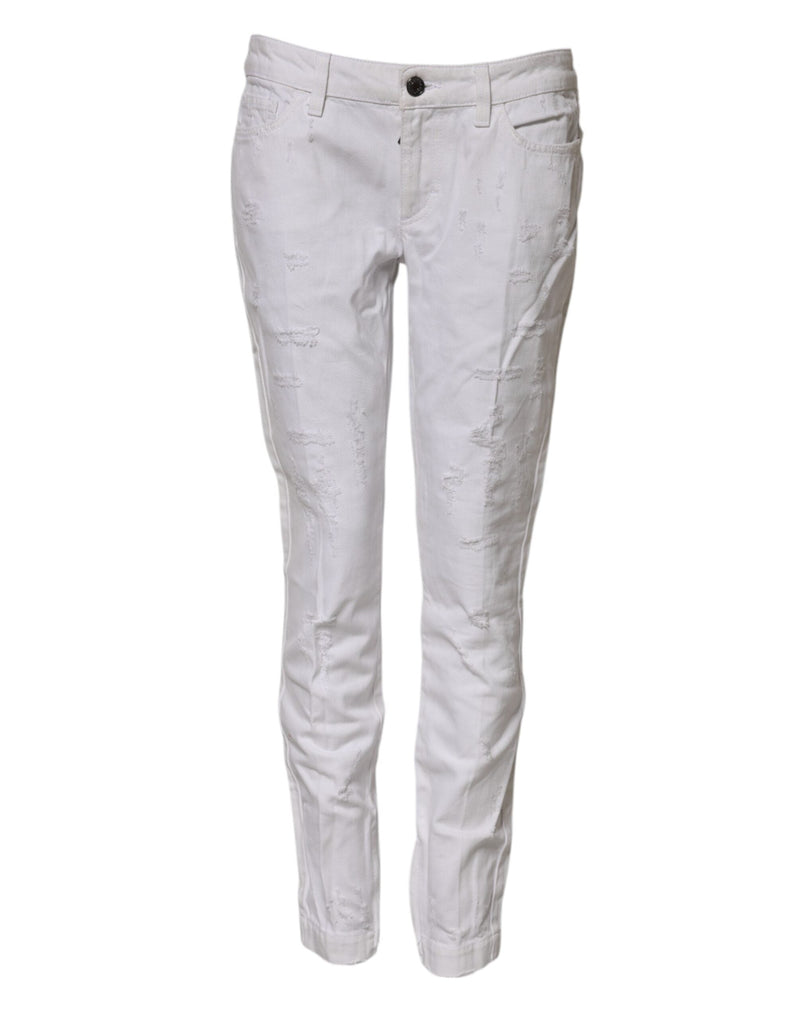 White Cotton Mid Waisted Women Denim Jeans Dolce & Gabbana