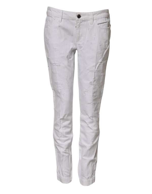 White Cotton Mid Waisted Women Denim Jeans Dolce & Gabbana