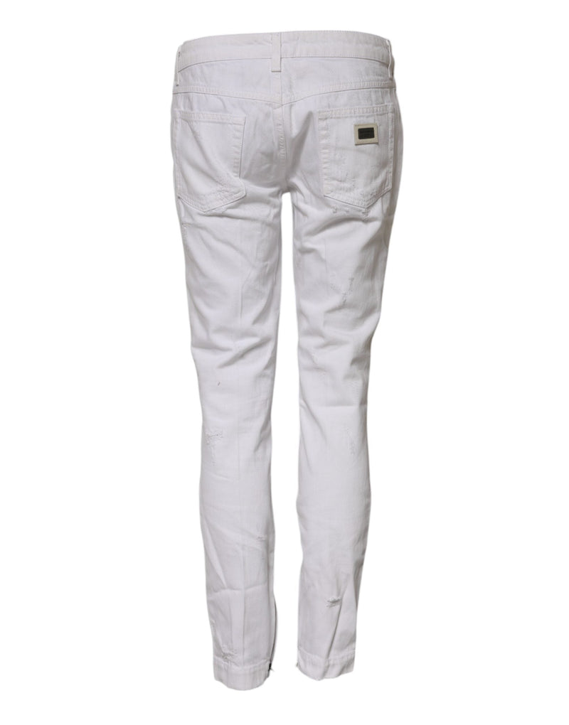 White Cotton Mid Waisted Women Denim Jeans Dolce & Gabbana