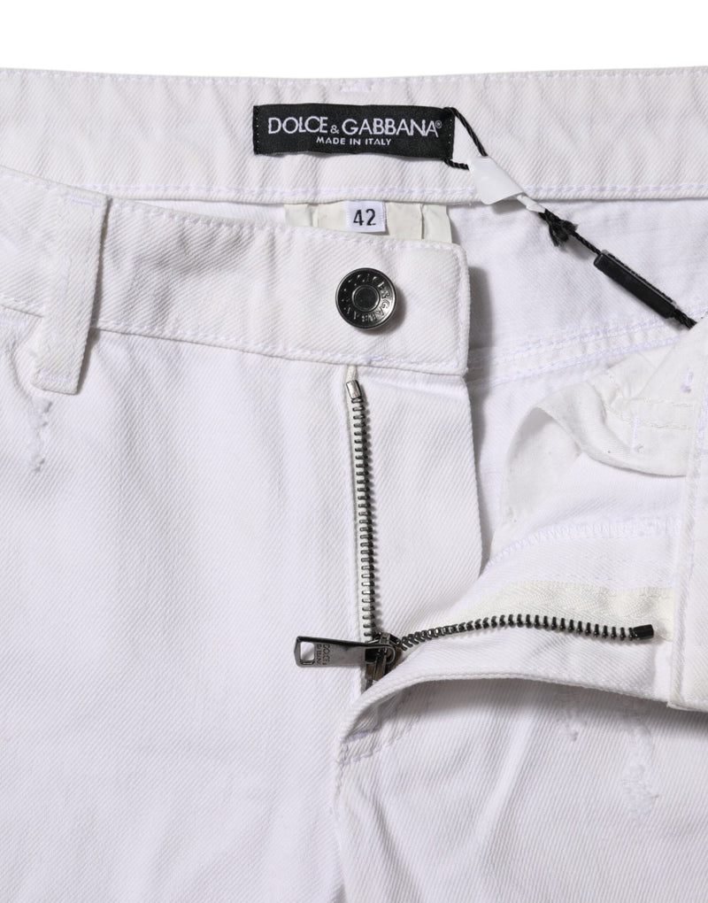 White Cotton Mid Waisted Women Denim Jeans Dolce & Gabbana