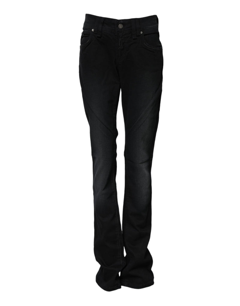 Black Cotton Mid Waist Tapered Denim Jeans John Galliano