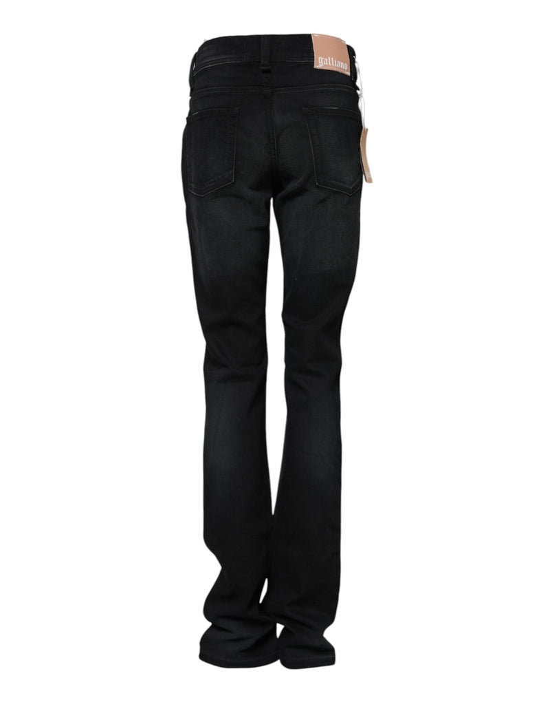 Black Cotton Mid Waist Tapered Denim Jeans John Galliano