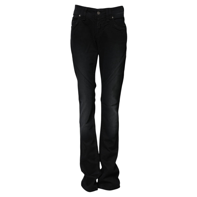 Black Cotton Mid Waist Tapered Denim Jeans John Galliano