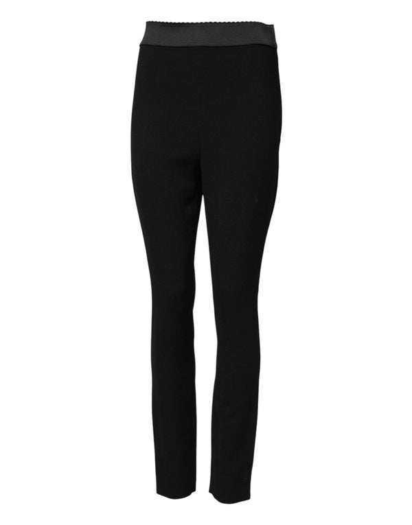 Black Wool Leggings Stretch Pants Dolce & Gabbana