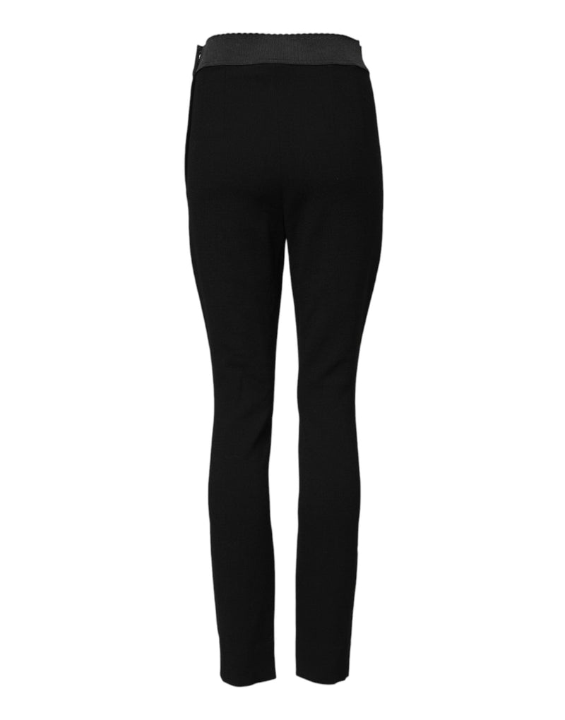 Black Wool Leggings Stretch Pants Dolce & Gabbana