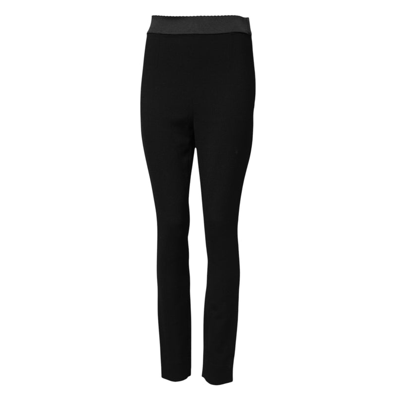Black Wool Leggings Stretch Pants Dolce & Gabbana