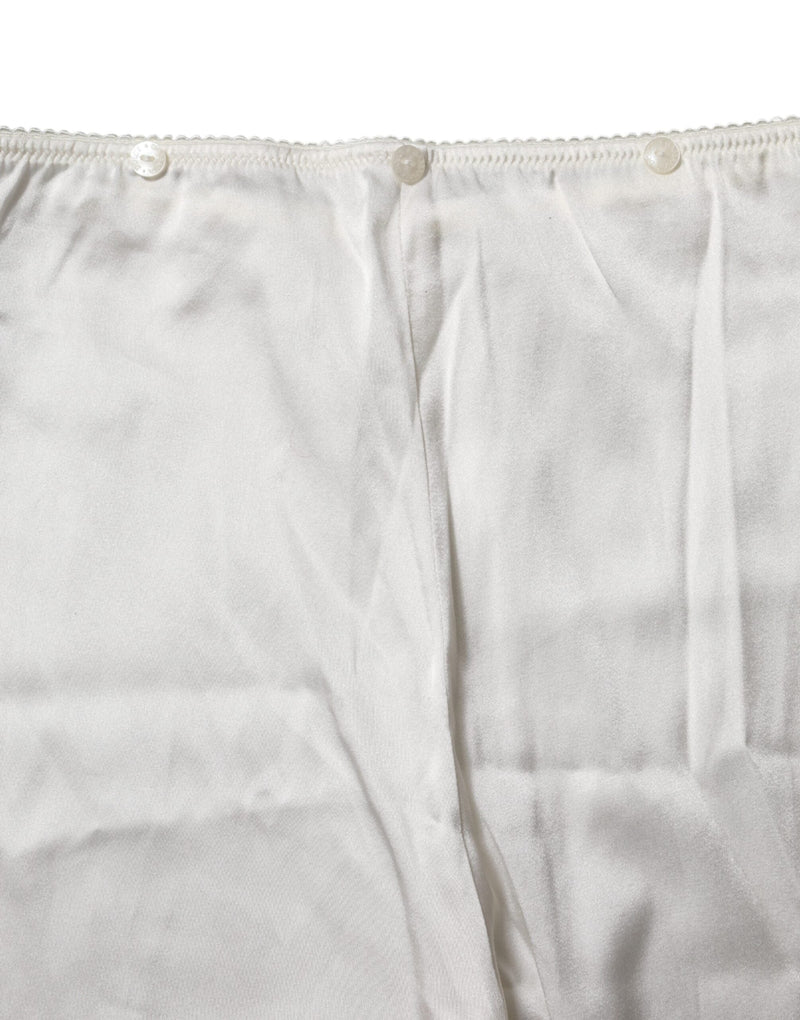 Ivory Silk Tapered High Waist Pants Dolce & Gabbana