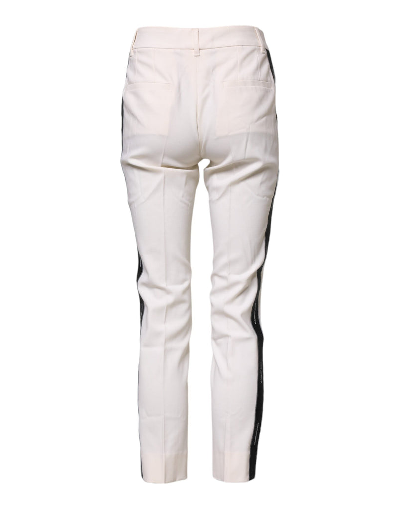 White Wool Tapered High Waist Pants Dolce & Gabbana