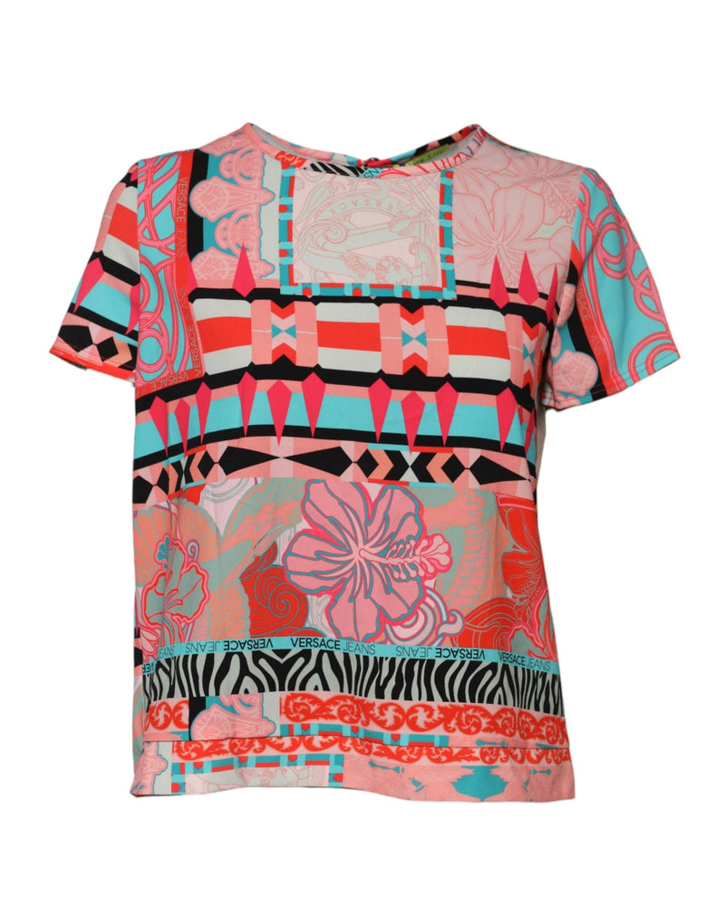 Multicolor Print Short Sleeves Women Blouse Top Versace Jeans