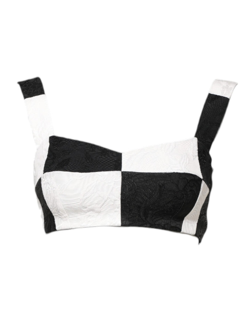 Black White Cropped Bustier Corset Bra Top Dolce & Gabbana
