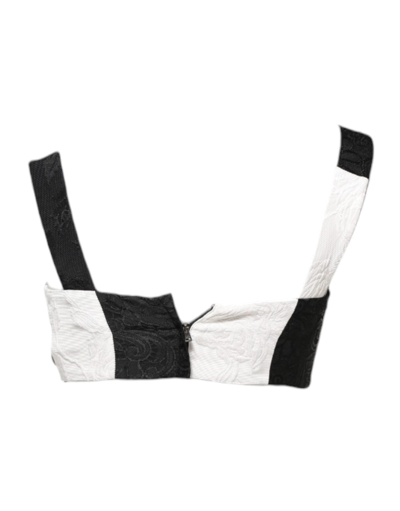 Black White Cropped Bustier Corset Bra Top Dolce & Gabbana