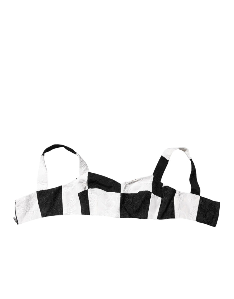 Black White Cropped Bustier Corset Bra Top Dolce & Gabbana