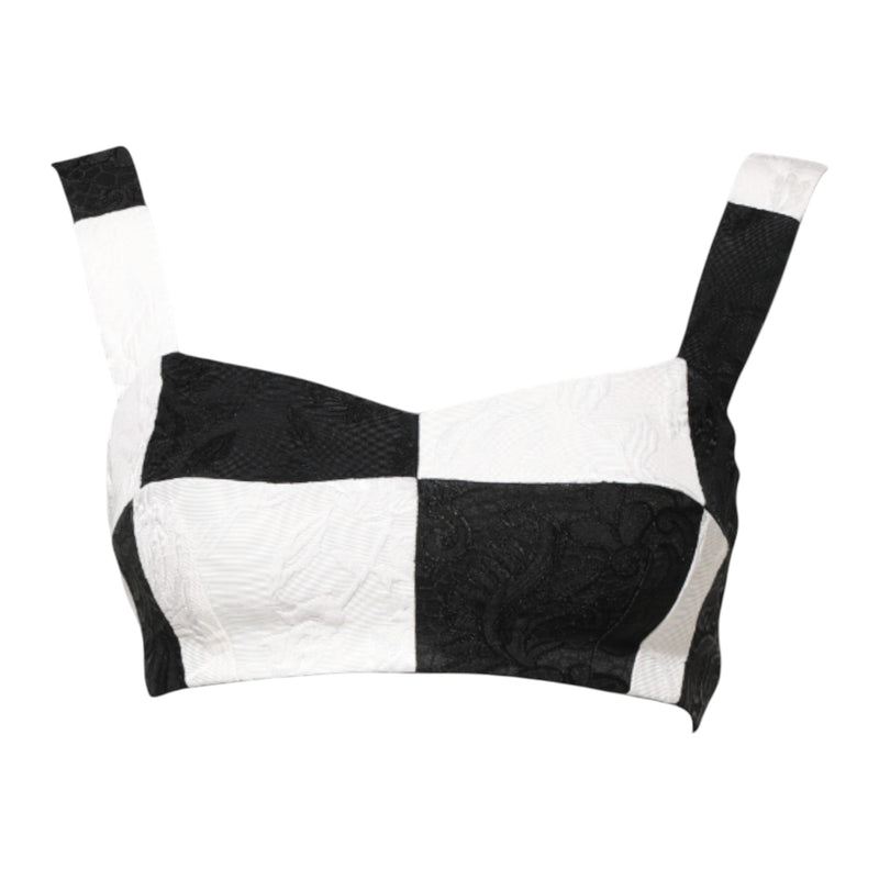 Black White Cropped Bustier Corset Bra Top Dolce & Gabbana