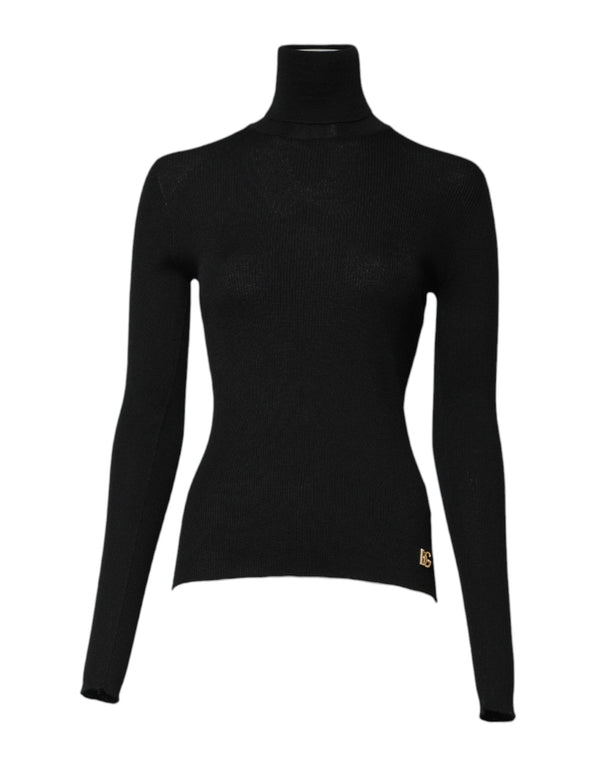 Black Cashmere Turtleneck Knitted Blouse Top Dolce & Gabbana