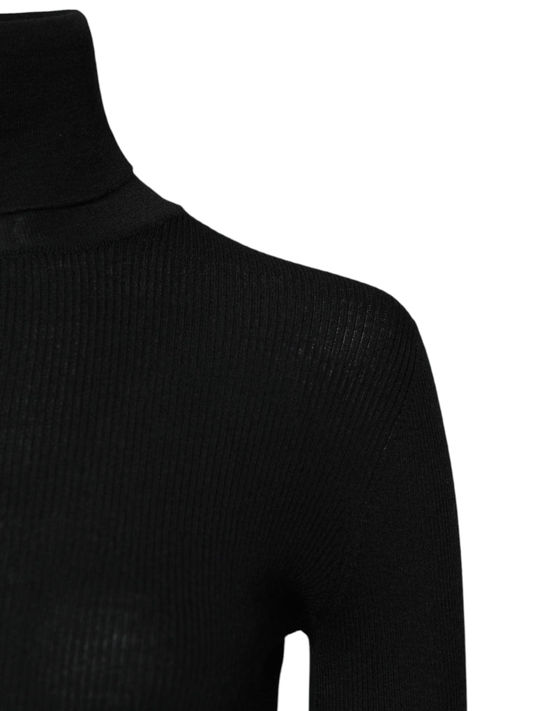 Black Cashmere Turtleneck Knitted Blouse Top Dolce & Gabbana