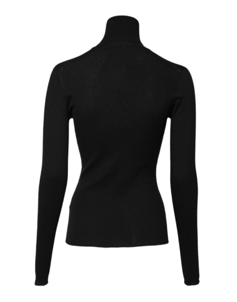 Black Cashmere Turtleneck Knitted Blouse Top Dolce & Gabbana