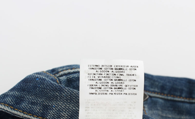 Chic Blue Wash Painted Slim Fit Jeans Costume National