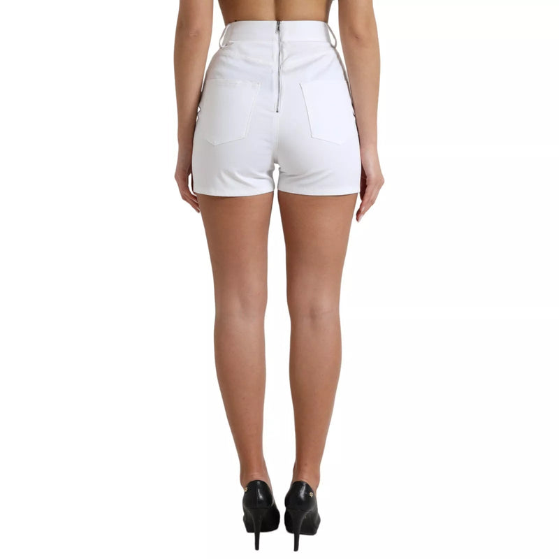 White Front Lace High Waist Hot Pants Shorts Dolce & Gabbana