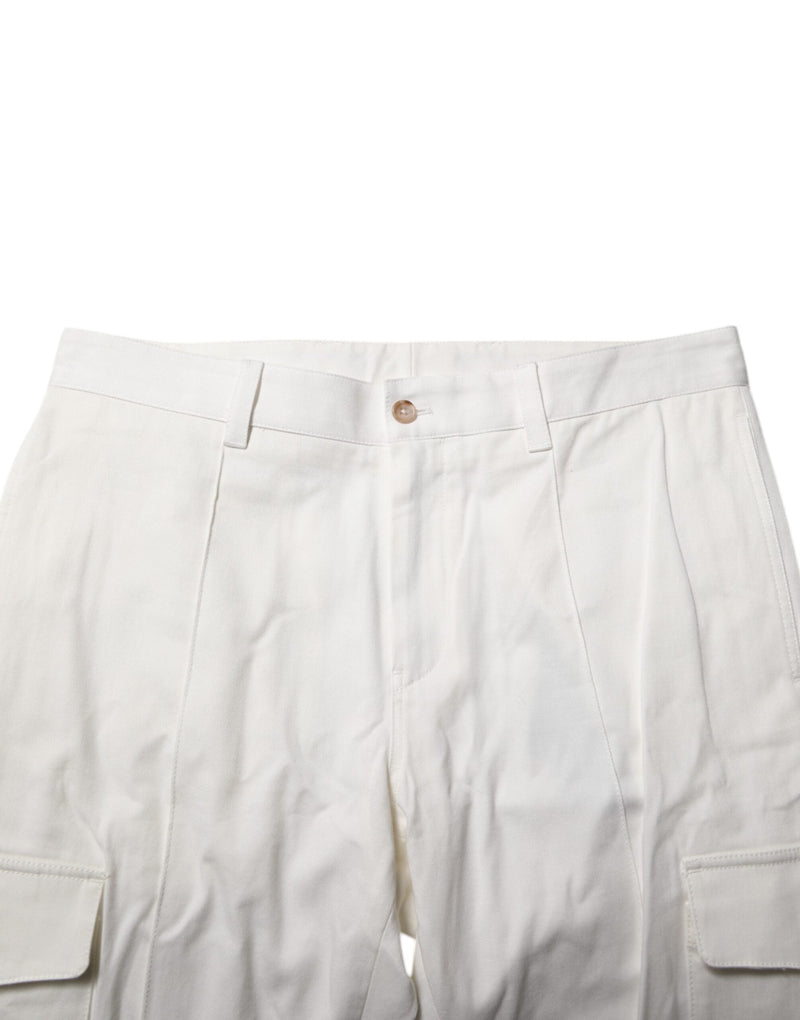 White Cotton Jogger Cargo Skinny Men Pants Dolce & Gabbana