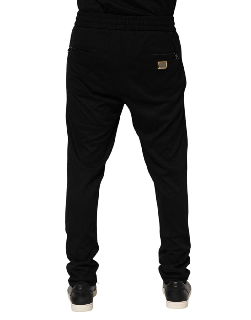 Black Viscose Skinny Logo Men Jogger Pants Dolce & Gabbana