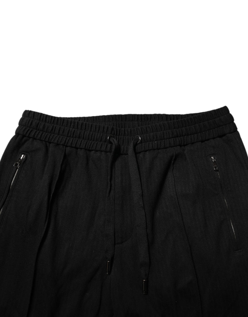 Black Viscose Skinny Logo Men Jogger Pants Dolce & Gabbana