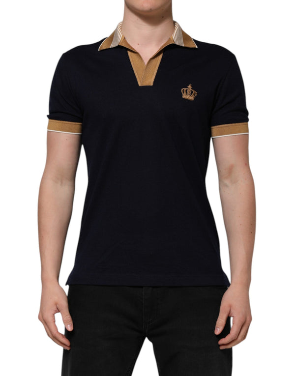 Black Cashmere Crown Logo Men Polo T-shirt Dolce & Gabbana