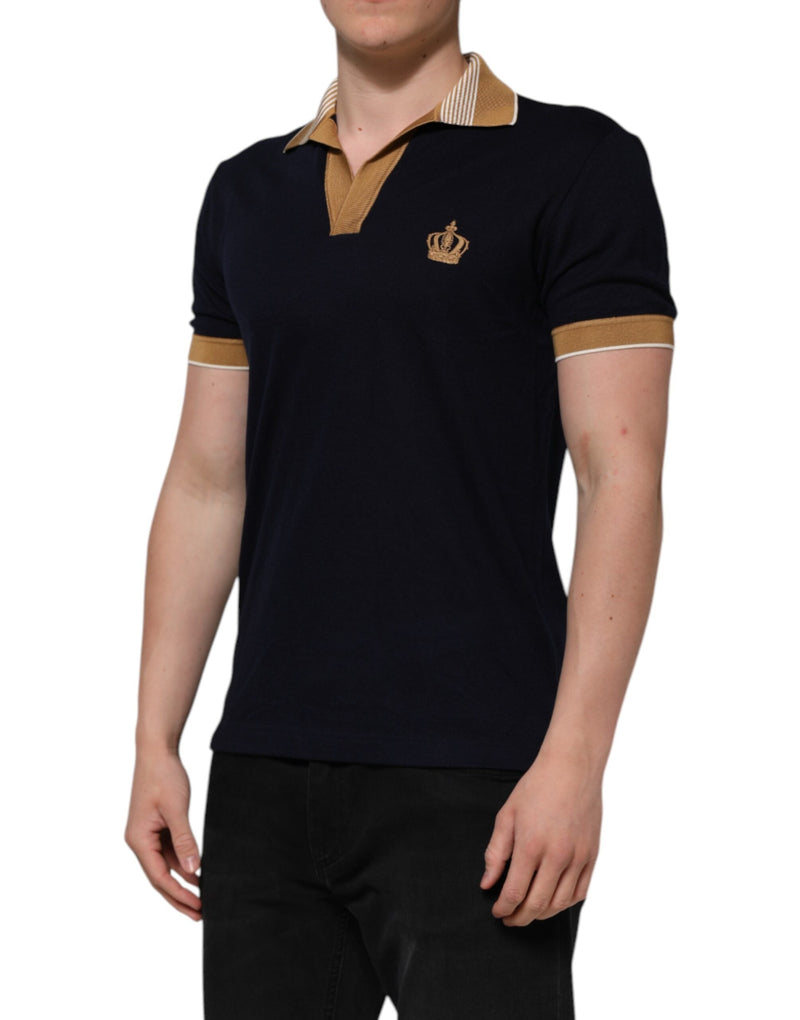 Black Cashmere Crown Logo Men Polo T-shirt Dolce & Gabbana