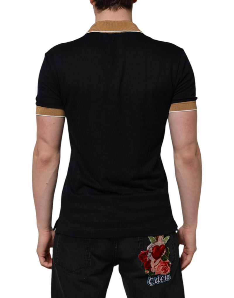 Black Cashmere Crown Logo Men Polo T-shirt Dolce & Gabbana