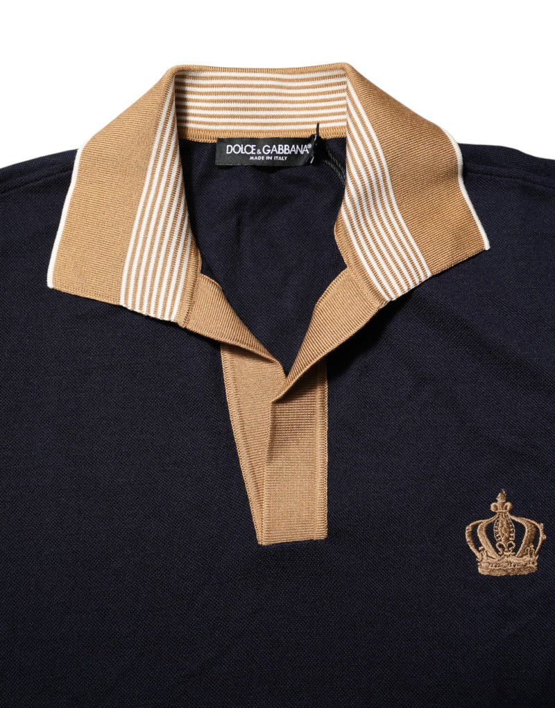 Black Cashmere Crown Logo Men Polo T-shirt Dolce & Gabbana