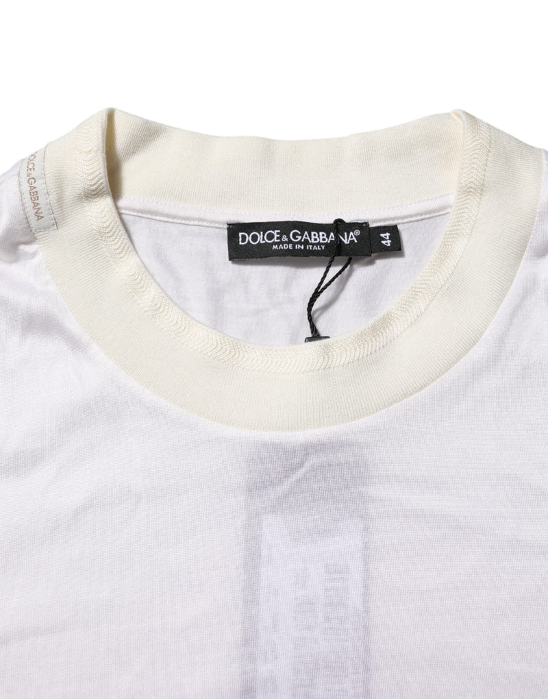 White Silk Crew Neck Long Sleeves T-shirt Dolce & Gabbana