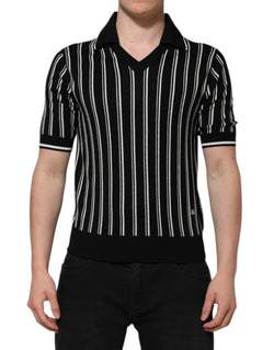 Black White Stripes Collared Polo T-shirt Dolce & Gabbana