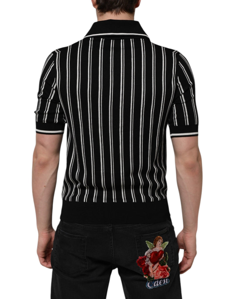 Black White Stripes Collared Polo T-shirt Dolce & Gabbana