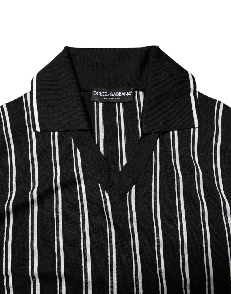 Black White Stripes Collared Polo T-shirt Dolce & Gabbana