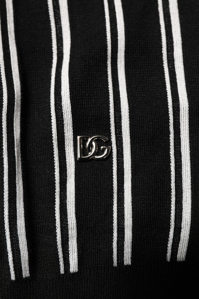 Black White Stripes Collared Polo T-shirt Dolce & Gabbana