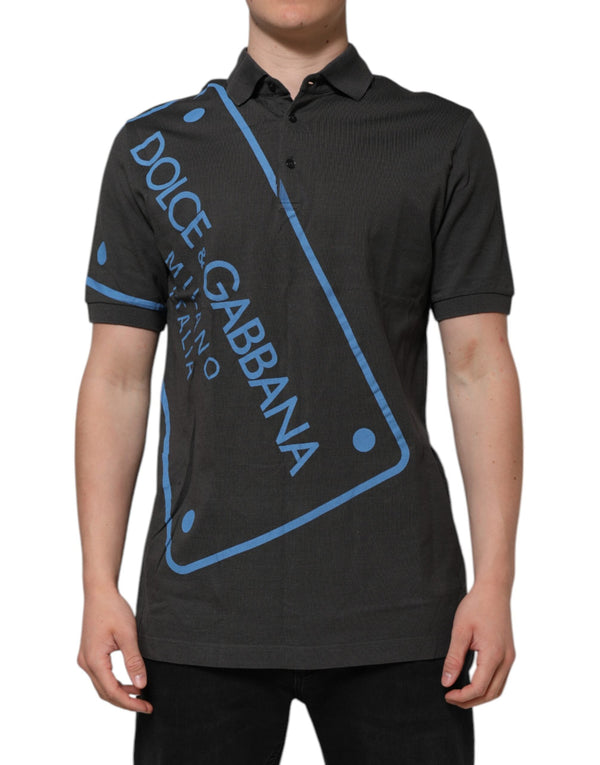 Dark Gray Short Sleeve Collared Polo T-shirt Dolce & Gabbana