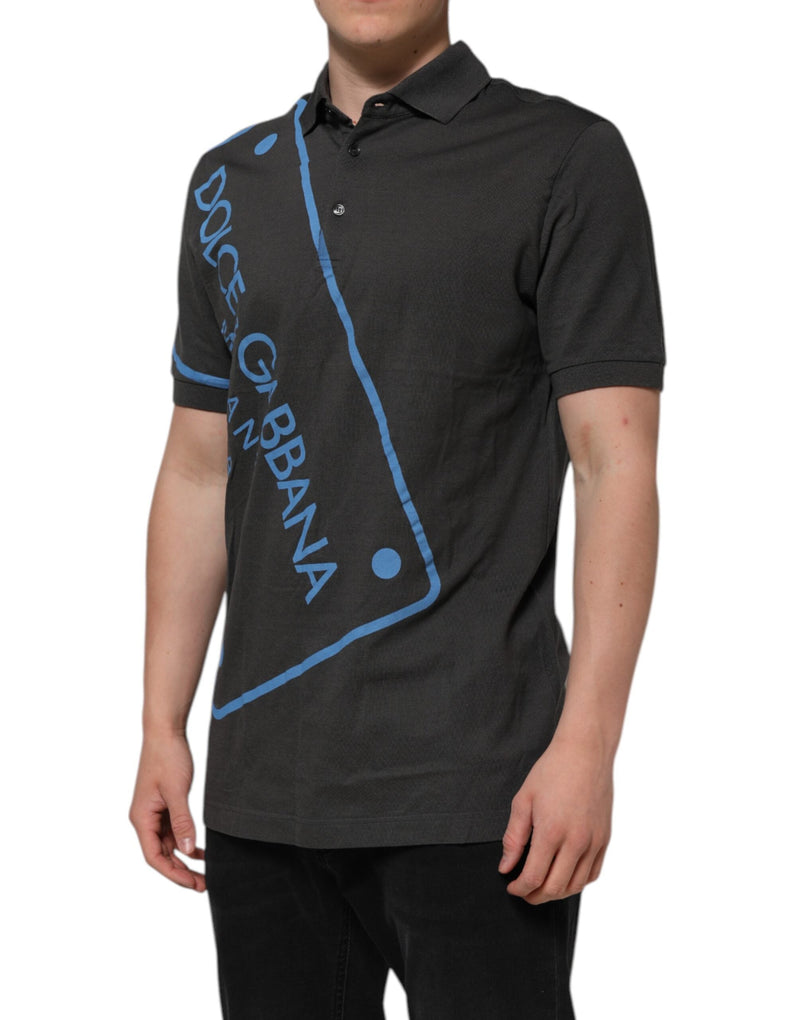 Dark Gray Short Sleeve Collared Polo T-shirt Dolce & Gabbana