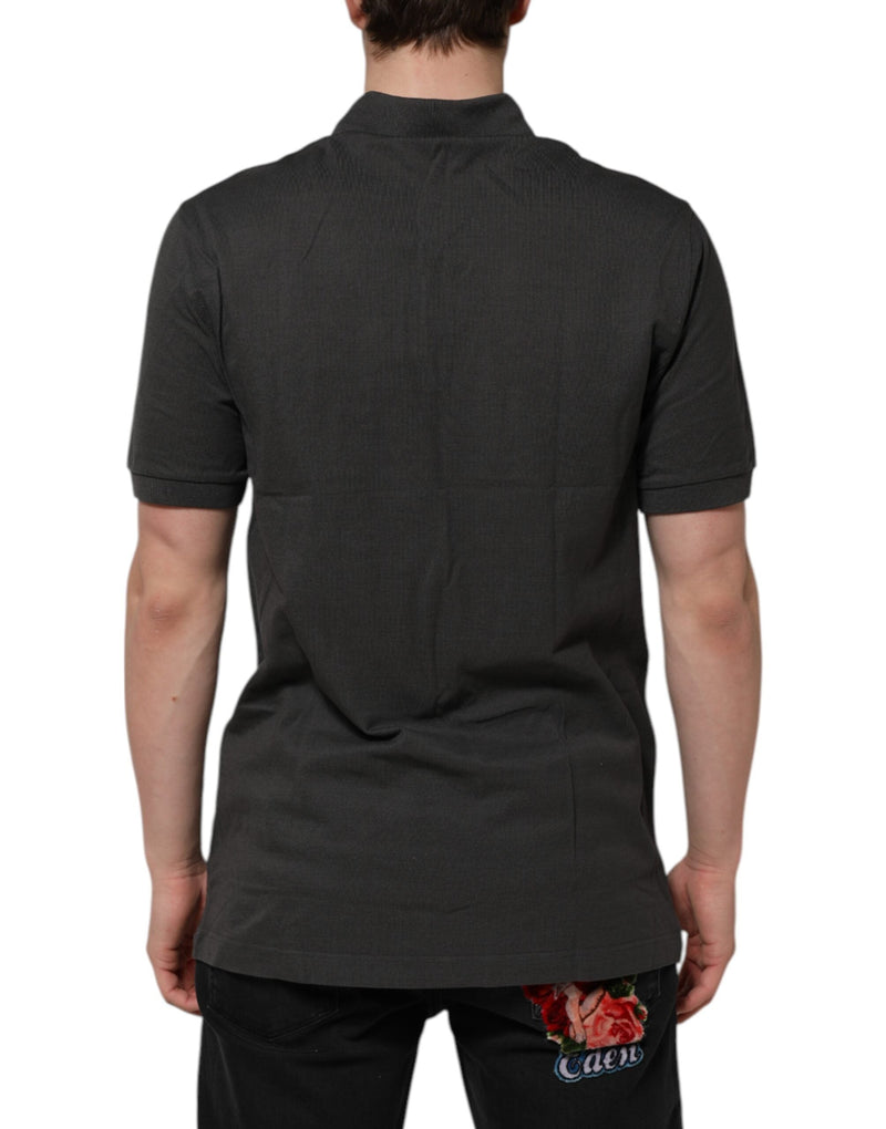 Dark Gray Short Sleeve Collared Polo T-shirt Dolce & Gabbana