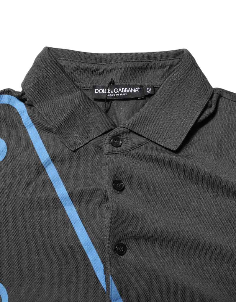Dark Gray Short Sleeve Collared Polo T-shirt Dolce & Gabbana