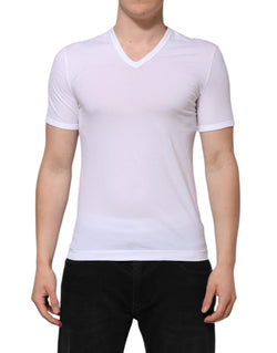 White Short Sleeves V-neck Underwear T-shirt Dolce & Gabbana